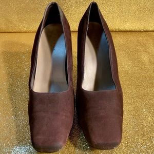 Brown Suede 3.5” Chunk Heel Size 11